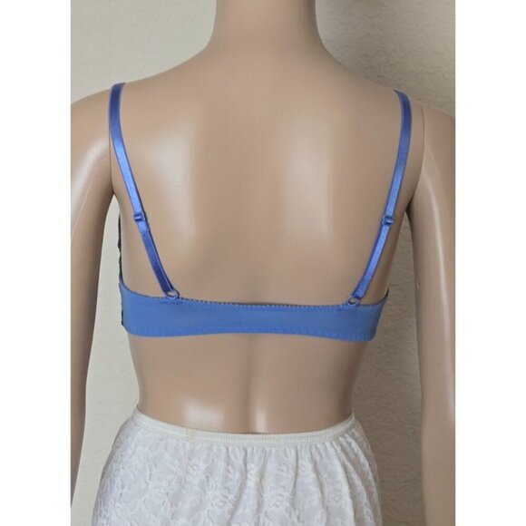 Victoria's Secret Miracle Bra Pushup Deadstock vintage blue lace overlay 34B - Picture 3 of 7